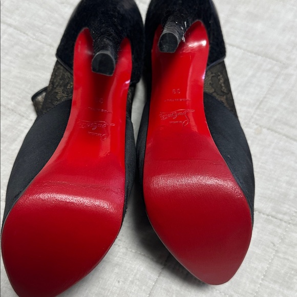 Christian Louboutin Black and Red Lace Heels - Picture 5 of 5